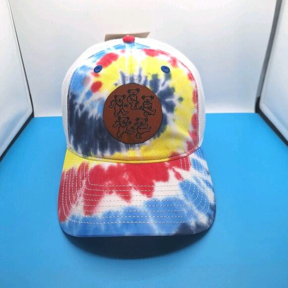 Grateful Dead Bears Round Leather Patch Trucker Snapback Hat Cap Cotton - Picture 1 of 7
